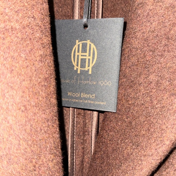 House of Harlow 1960 Wool Blend Patch Pocket Coat Large NWT in Chicory Coffee - Picture 4 of 7